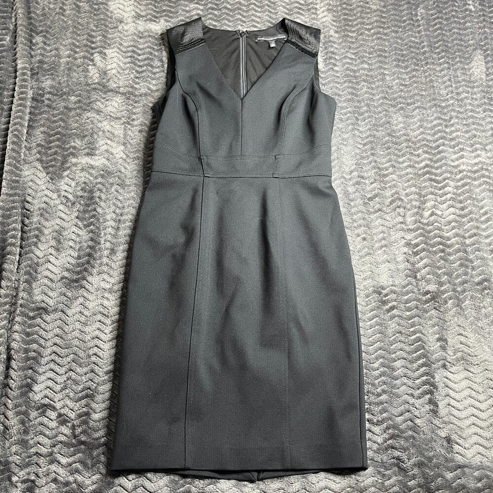 White House Black Market Black Satin Trim Sheath Dress 570294910 Size 4P
